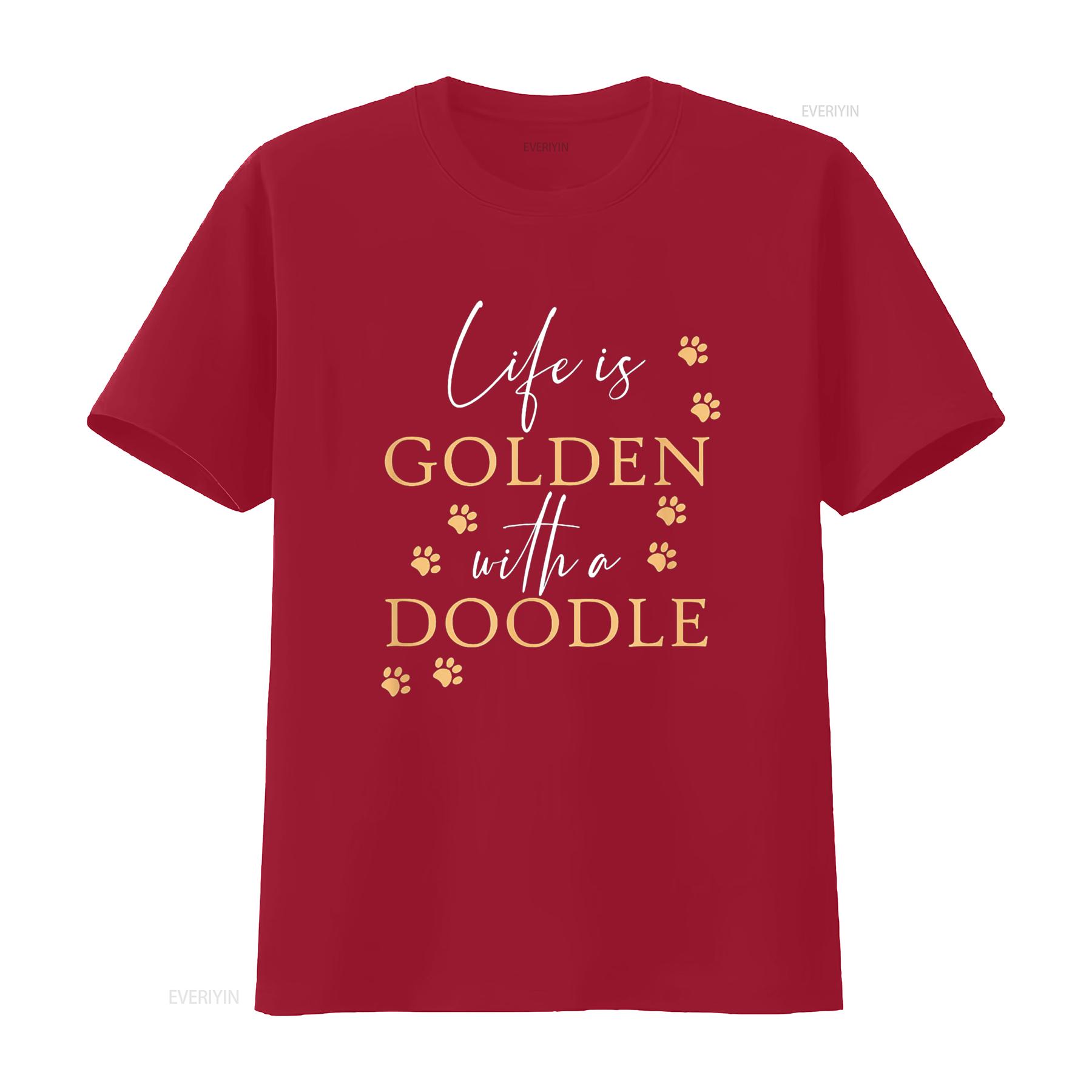 Life Is Golden With A Doodle Cute Goldendoodle Dog Lover T Shirt vintage Washed Comfortable Casual Stretched S