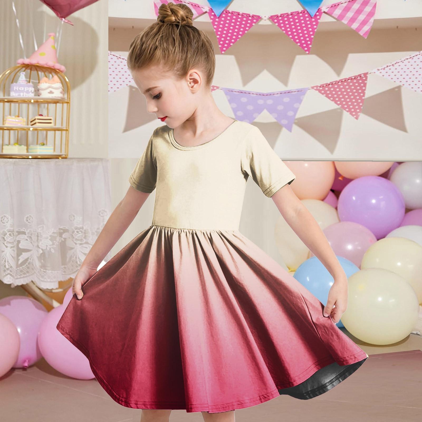 

Летнее платье для девочек, платье для малышей, однотонное повседневное платье-футболка с коротким рукавом А-силуэта 160 арбуз красный