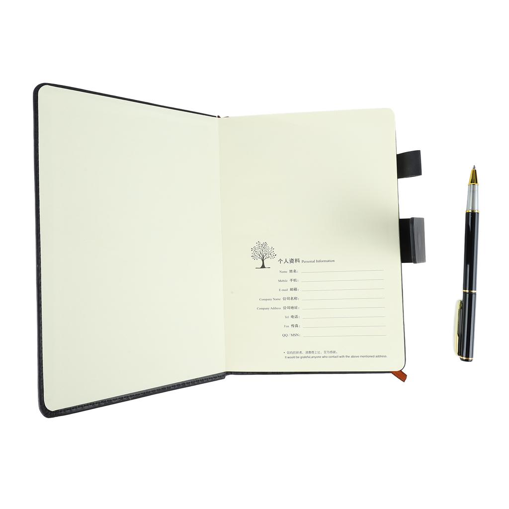 Notebook PU Leather Cover Smoothing Ink Proof Thick Paper Ruled Paper Notebook with Pen Box for School Travel
