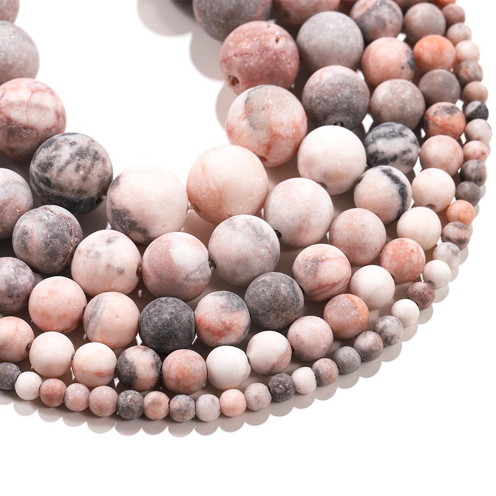1Strand/Lot Natural Stone Matte Pink Beads 4/6/8/10/12mm Round Loose Beads for DIY Bracelet Necklace Jewelry Making Supplies