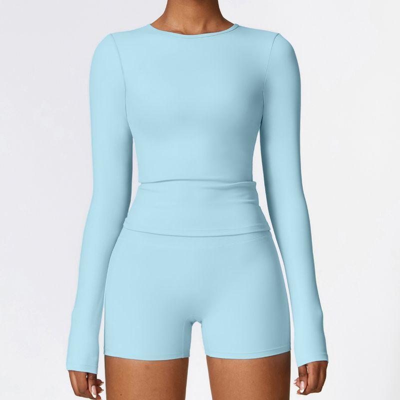 

Guangzhou Zechuang Clothing Co., Ltd. Winter Brushed Long Sleeve Yoga Clothes High-Strength Fitness Clothes Pilates Running Sky Blue XL