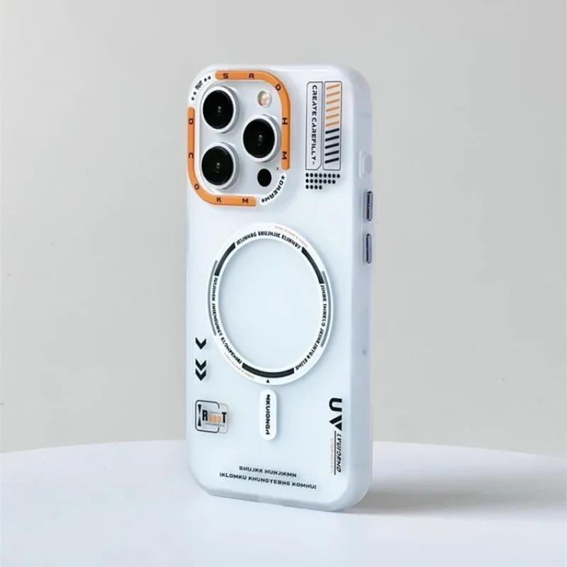 Funda Magnética Mate para Teléfono para iPhone 17 16 15 14 13 Pro Max Air Magsafe Carga Inalámbrica Marco de Lente Metálico Escarchado Cubierta de Botones