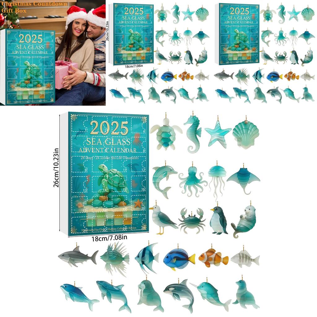 Marine Life Advent Calendar With Acrylic Animal Figures For Holiday Gift And Party Favors