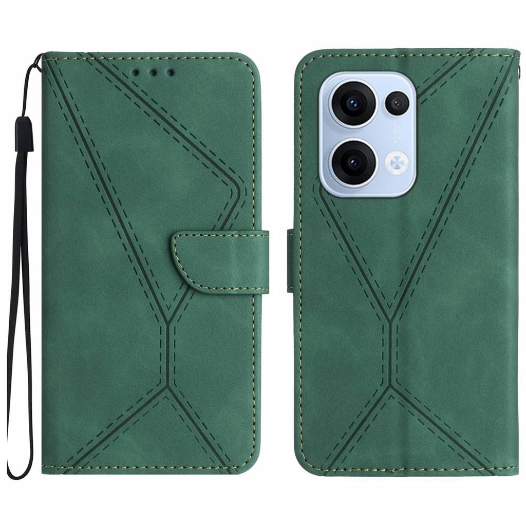 For Oppo Reno13 5G (Global) Case Skin Touch Lines Imprinted PU Leather Flip Phone Cover