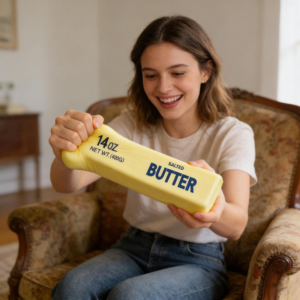 Butter Stick Stress Relief Toy 23cm Realistic Squishy Simulation Butter Bar for Desk Decoration and Hand Exercise