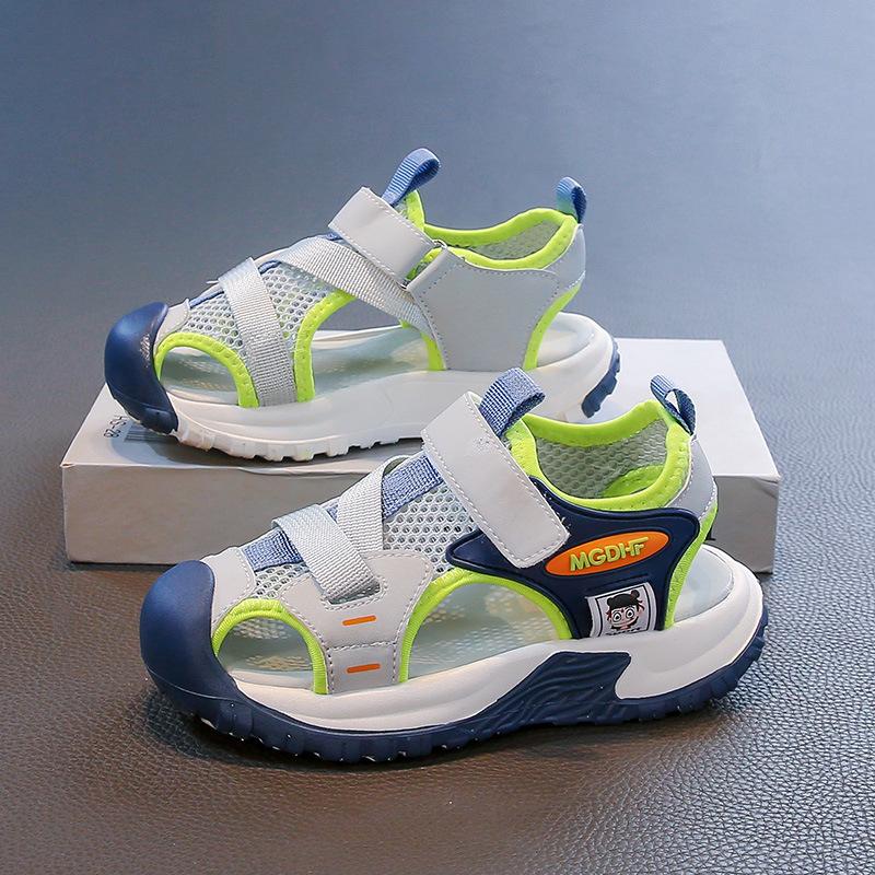 

Children s Nezha sandals for boys, outdoor wading shoes2026New Summer Non-Slip Beach Shoes for Older Boys 26-31One Hand6Double зелёный