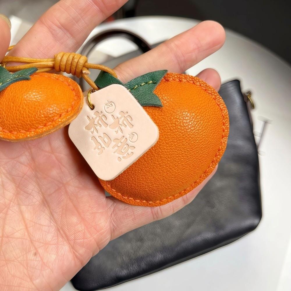 Soft Leather Bag Pendant Funny Design Creative Key Ring Persimmon Keychain  Accessories