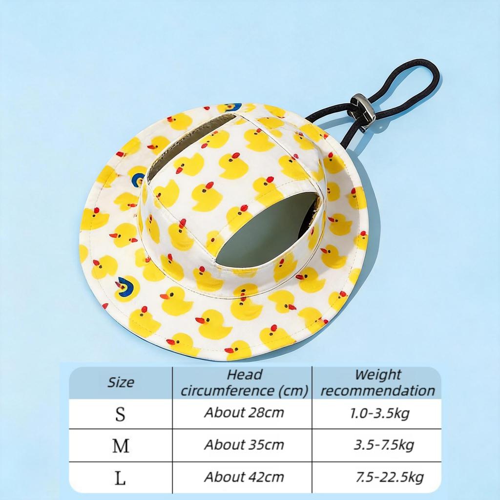 For Puppies and Small Breeds Adjustable Dog Hat Cute Print Cap, Pet Sun Protection Hat for Walking Outdoor Activities.
