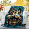 Vintage Motorcycle Flannel Blanket Soft All-Season Throw, Design for Camping, Car Travel, Hiking Sofa, Bed, Office Perfect Gift for Parties