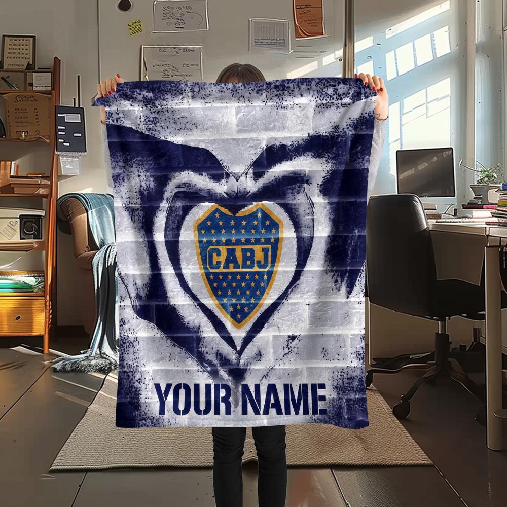 Custom Name Boca Juniors Flannel Blanket, High quality Comfortable for All Seasons, Home Decor, Warmth and Comfort
