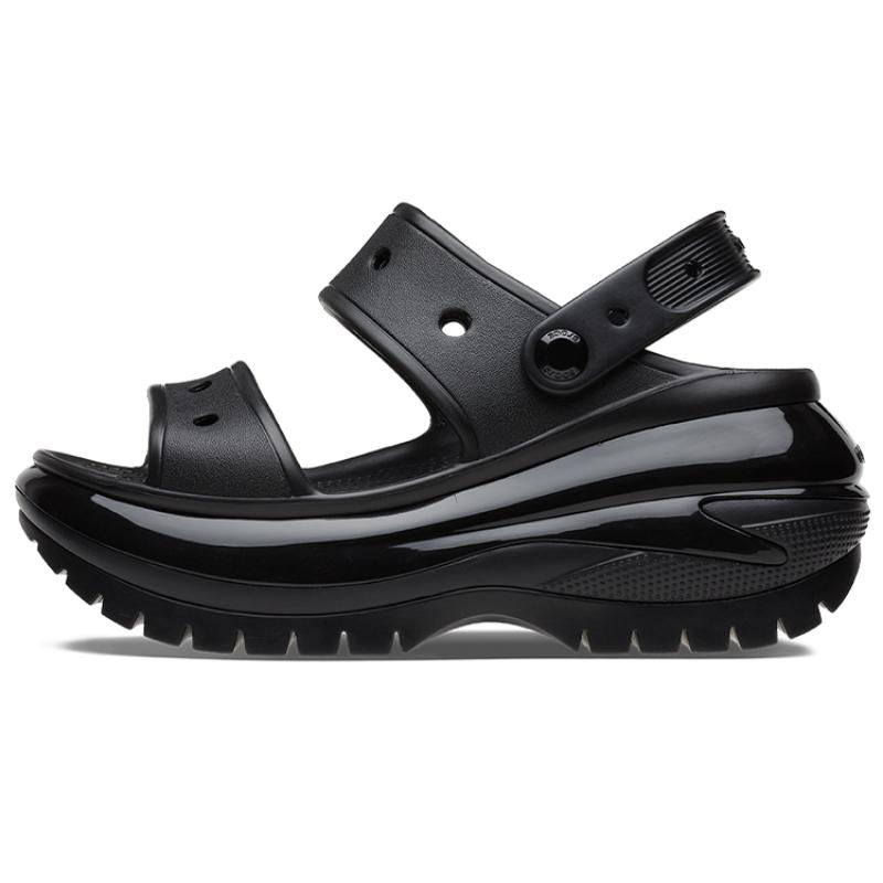 Crocs Thick-Soled One-Strap Sandals Mega Crush Sandal 'Black' Unisex