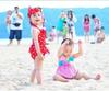 Clearance Auliya Girls' Red Skirted One-Piece Swimsuit with Headband