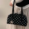 Korean Style Polka Dot Handbag Retro Bowling Bag Large Capacity Shoulder Bag Casual And Simple Underarm Bag With Star Charm