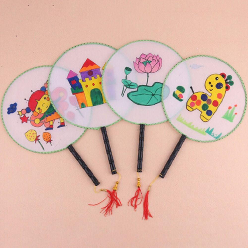 Hand Fan Desk Ornaments Art Painting Material Handmade Fan DIY Art Painted Fan DIY Blank Fan