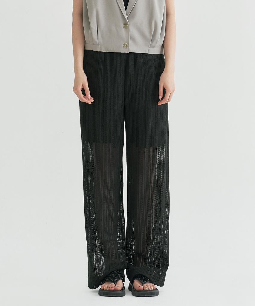 Peulleio Wide Fit Lace Pants _ Black