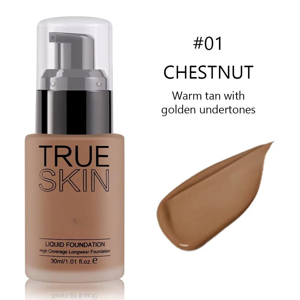 Full Coverage Foundation Deep Brown 30ml Water Based Liquid Makeup Sweatproof Transfer Resistant For A Complexion