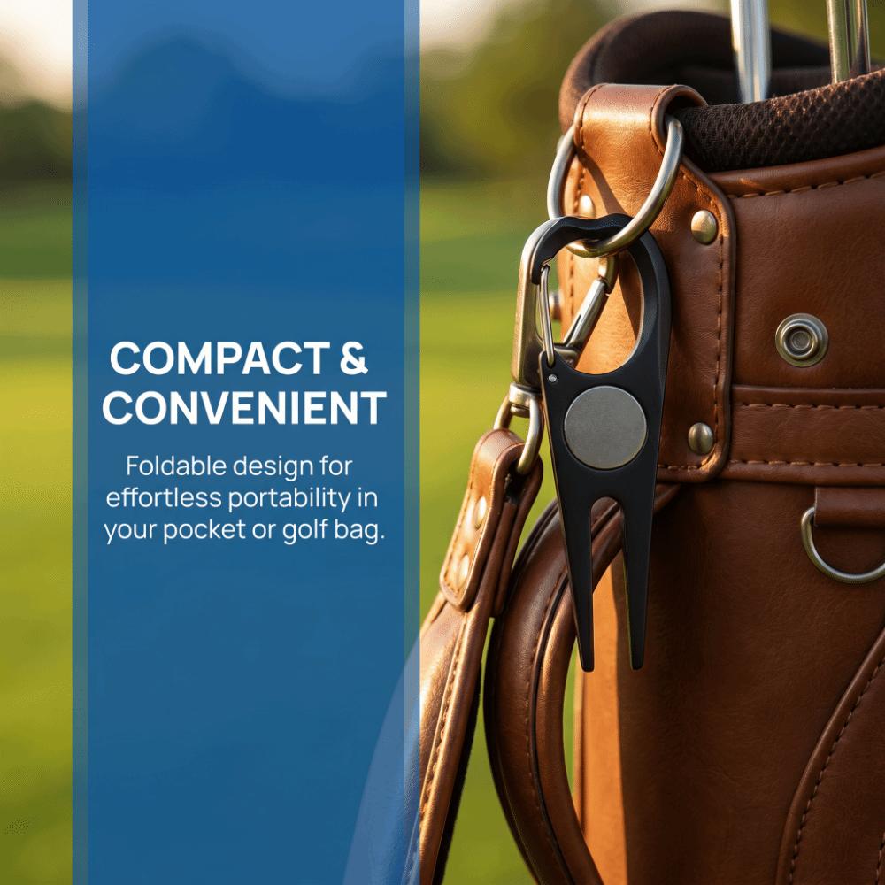 2PCS Foldable Design Golf Divot Tool Aluminum Alloy Shell Golf Fork Golf Course Care
