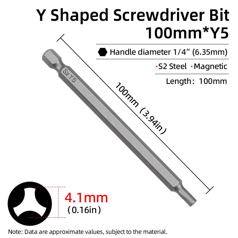 Magnetic Y Shaped Screwdriver Bits Set For Bicycle Repair Tools 1/4Inch Hex Shank Y4 Y5 Y6 Y8 50mm Screw Driver Bit Hand Tool