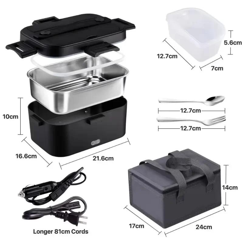 Електричний Ланч-бокс 1.8л З підігрівом без води Bento Box Портативна Рисоварка Термостатичний підігрів Підігрівач їжі Для Автомобіля Вантажівки Офісу