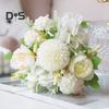 Artificial Flowers Fake Peonies Bouquet Mixed Faux Silk Flowers Artificial Blooms Bunch for Table Centerpiece Wedding Party Decor