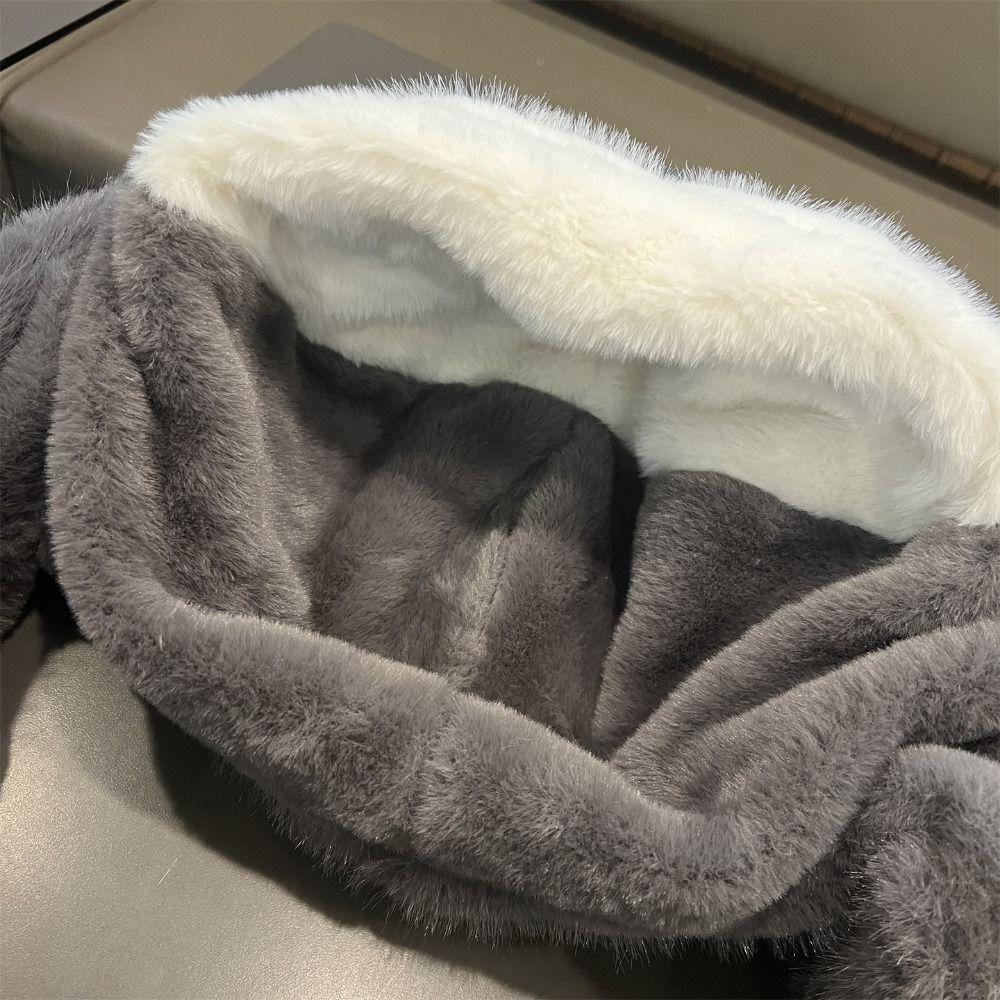 Solid Color Penguin Ear Moving Hat Fluffy Children Plush Pullover Cap  Outdoor Sport