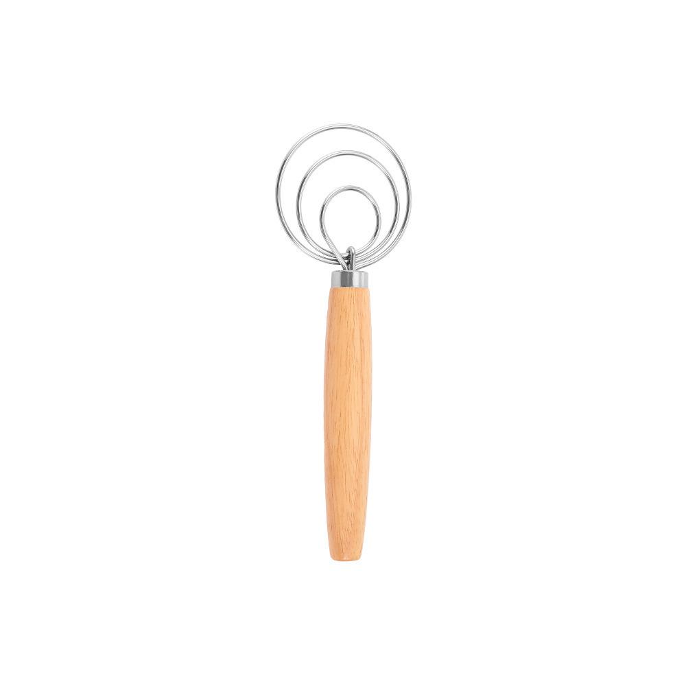 Oak Handle Danish Dough Whisk & Flour Sifter with Stainless Steel Coil Egg Beater