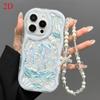 Blue Ocean Jellyfish Pattern Clear Phone Case For iPhone 11 12 13 14 15 16 17 Pro Max 16E 17E With Lanyard Wavy-edge Soft Cover