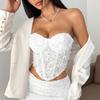 Three-dimensional jacquard texture shoulder spice girl sexy gathering chest steel ring tube top