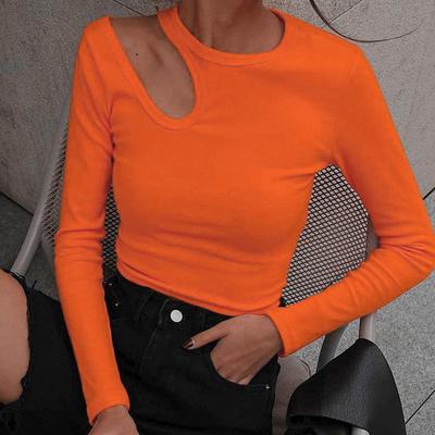 Spring and Autumn Women's Slim Bottom Shirt Sexy Strapless Irregular Long Sleeve Top