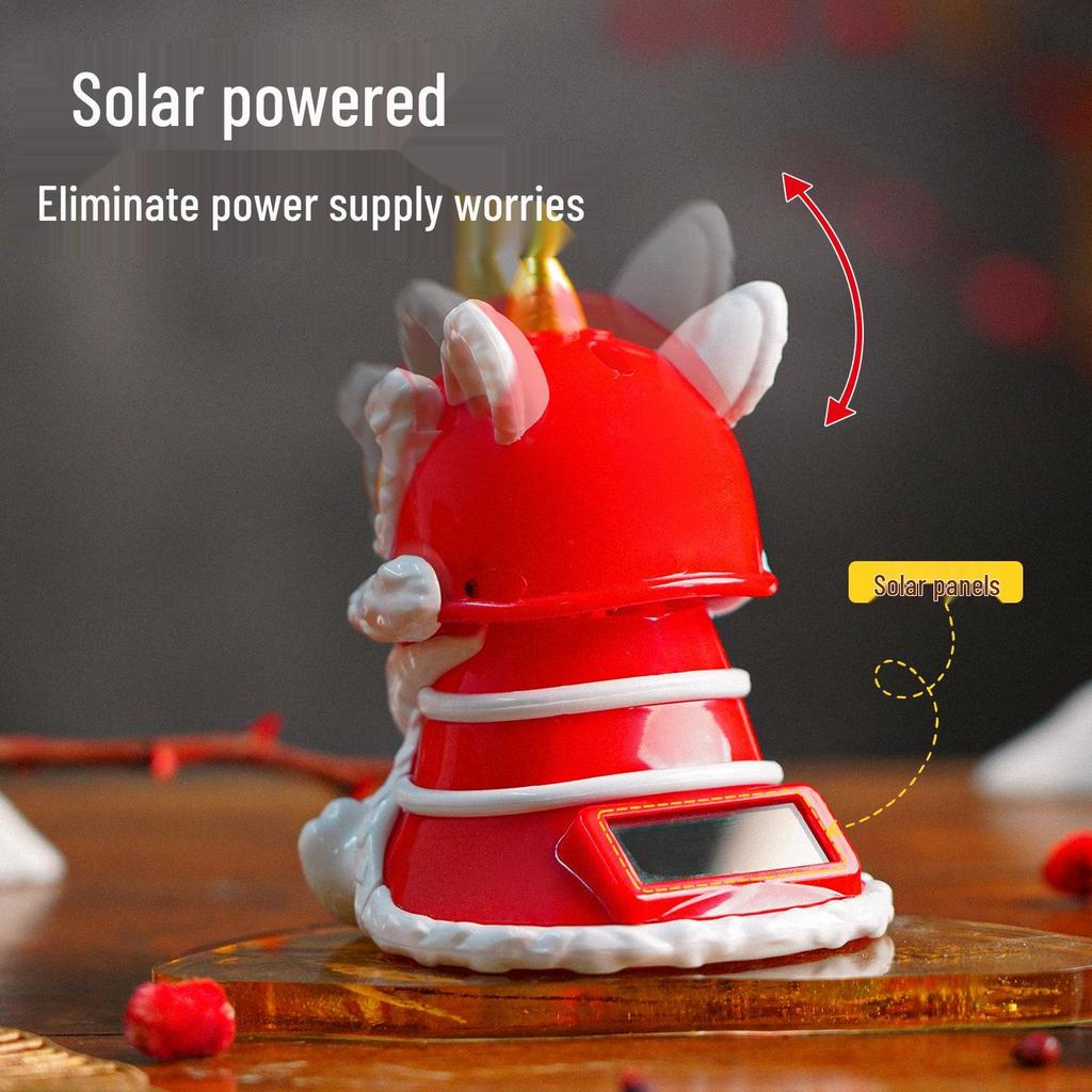Solar-Powered Lion Dance Ornament: Chinese-Style Wealth-Attracting Car Decoration, Creative New Year Gift