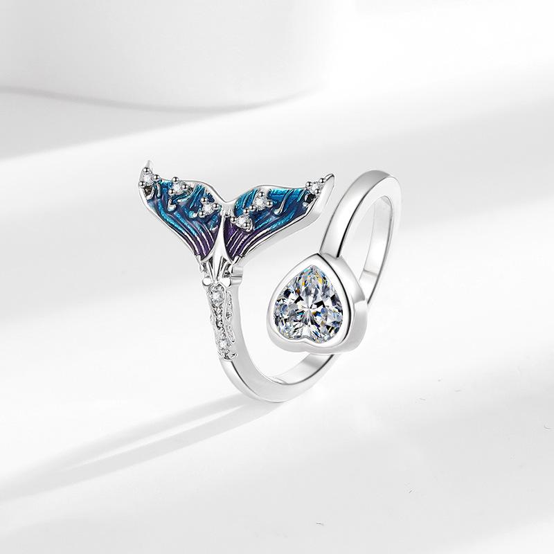 Qi Yu Damen Meerjungfrauenflosse Ring - Einzigartiges Süßes Cooles Offenes Design