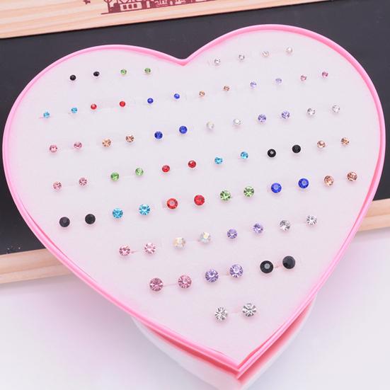 36 par kolczyków damskich w kształcie kolczyków, lśniących, wielokolorowych, z kreskówek, bez uszkodzeń, dekoracyjnych, ze stali nierdzewnej