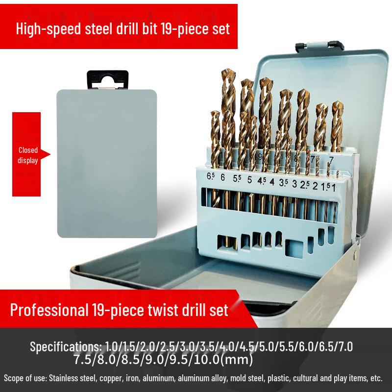 Set di punte da trapano HSS M35 al Cobalto per Legno, Metallo, Acciaio Inossidabile - Alta Durezza