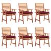 Maison Exclusive - Chaises à manger d'extérieur lot de 6 et coussins Acacia massif