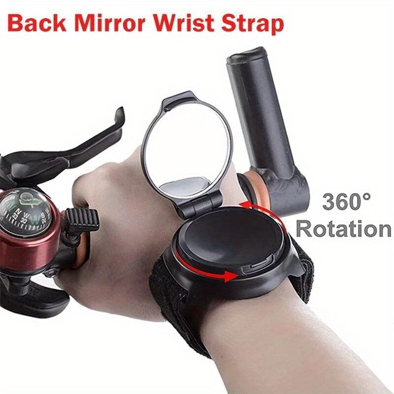 [Rotatable Bicycle Mirror] 360-Degree Rotatable Convex Lens Bicycle Mirror | Made of Acrylic Lens, ABS Shell, Equipped with Wrist and Arm Straps