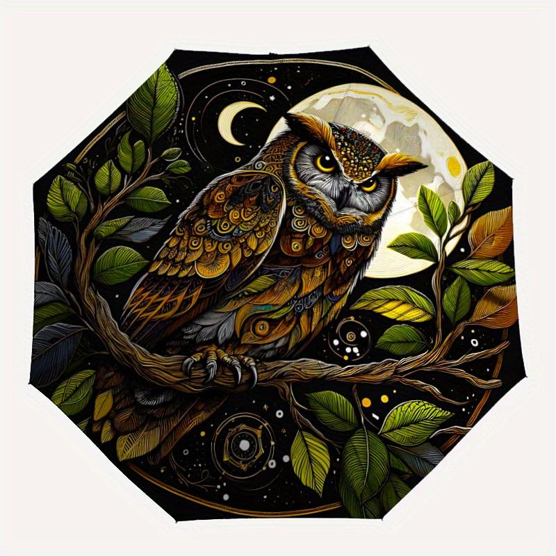 

1pc Night Owl Print Automatic Open/close Folding Umbrella, Compact Portable Travel Umbrella,Durable Construction yy250814132
