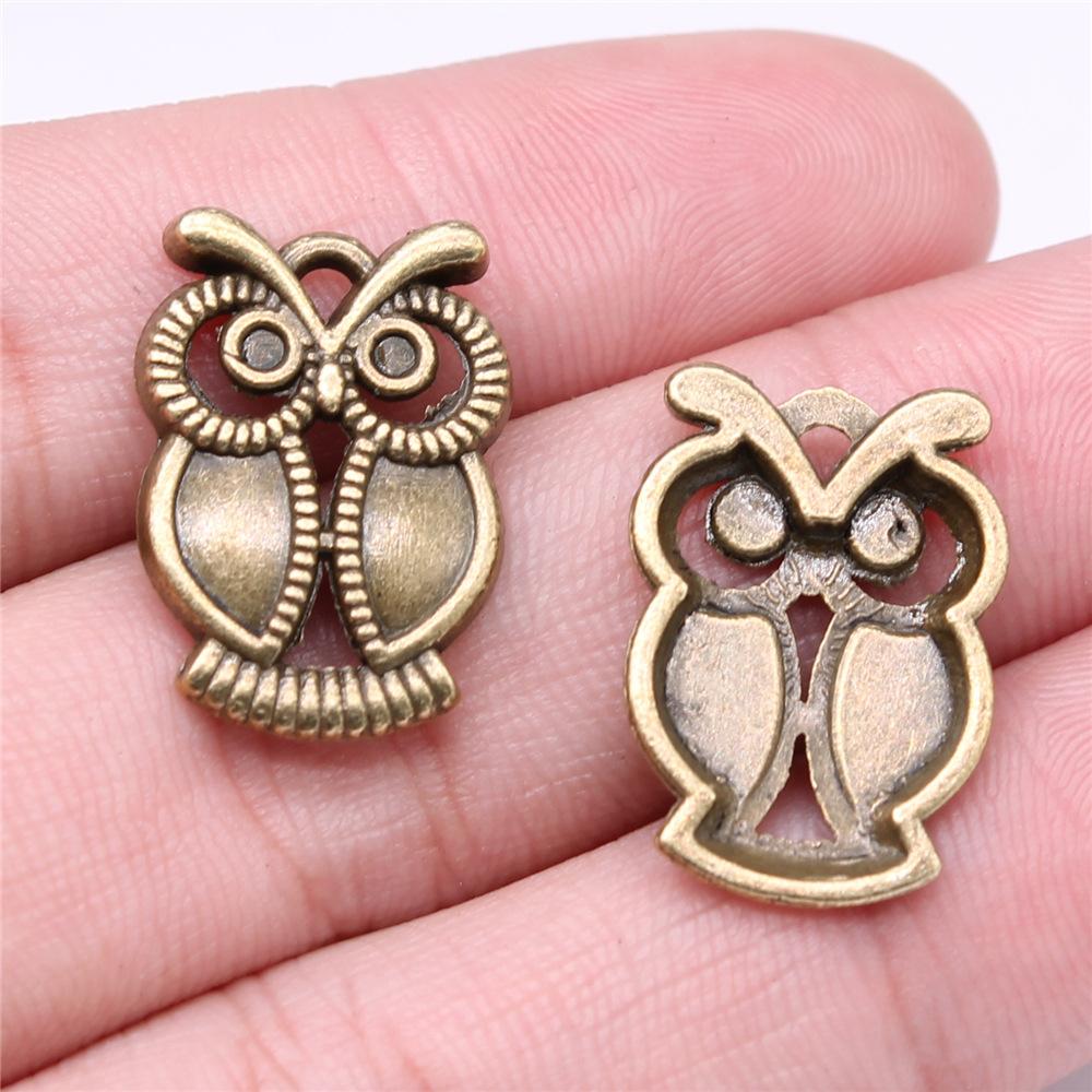 10pcs Vintage Antique Bronze Color Plated Owl Charms Pendant For Necklace Keychain Making DIY Crafts