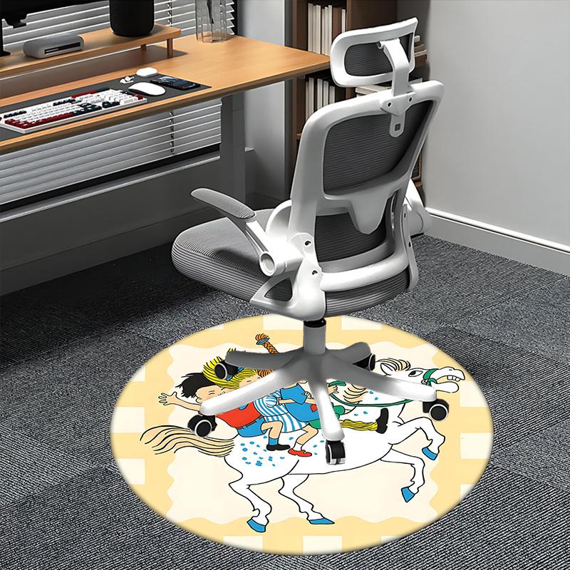 

Pippi Longstocking,Horse Ride Chair mat Round Rug Office carpet, Non slip, Suitable for Living Rooms, Bedrooms decor.1205164a 80cm by 80cm