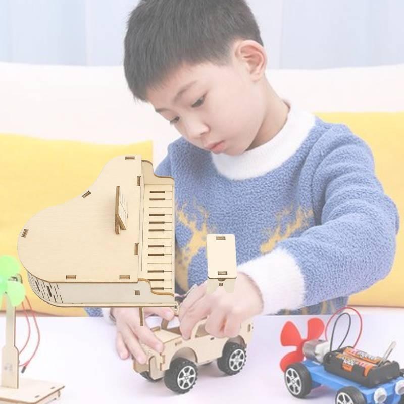 Wooden Diy Piano Music Box Handmade Science Experiment Educational Toy For Kids 23*15*4cm