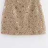 Women's Round Neck Sleeveless Mini Dress Straight Fit Loose Waist Tweed Sequin Keyhole Sheath Dress