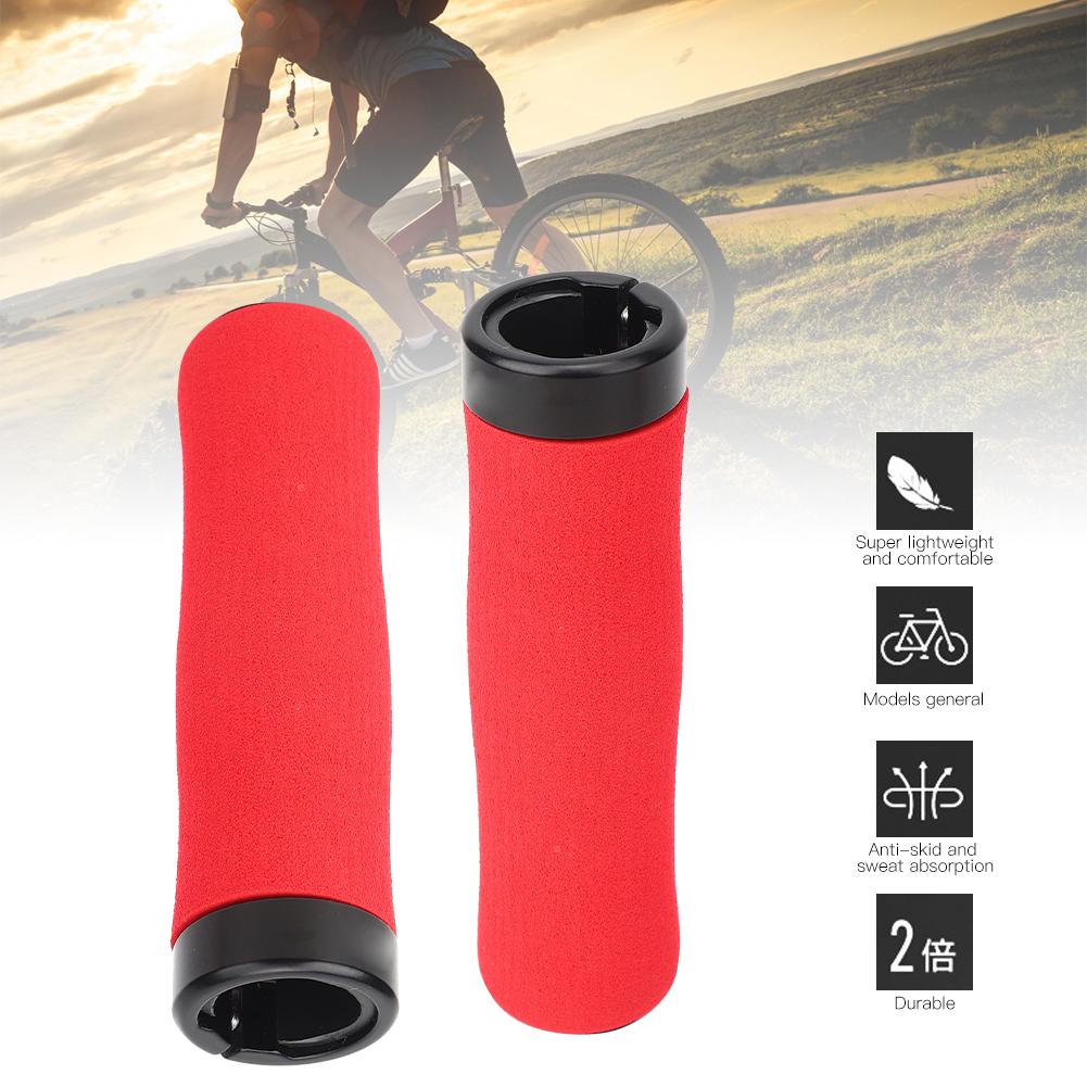 A Pair of High Density Soft Sponge Hard Plastic Mountain Bike Handlebar Cover Bicycle Lock Grips Cycling AccessoryRed