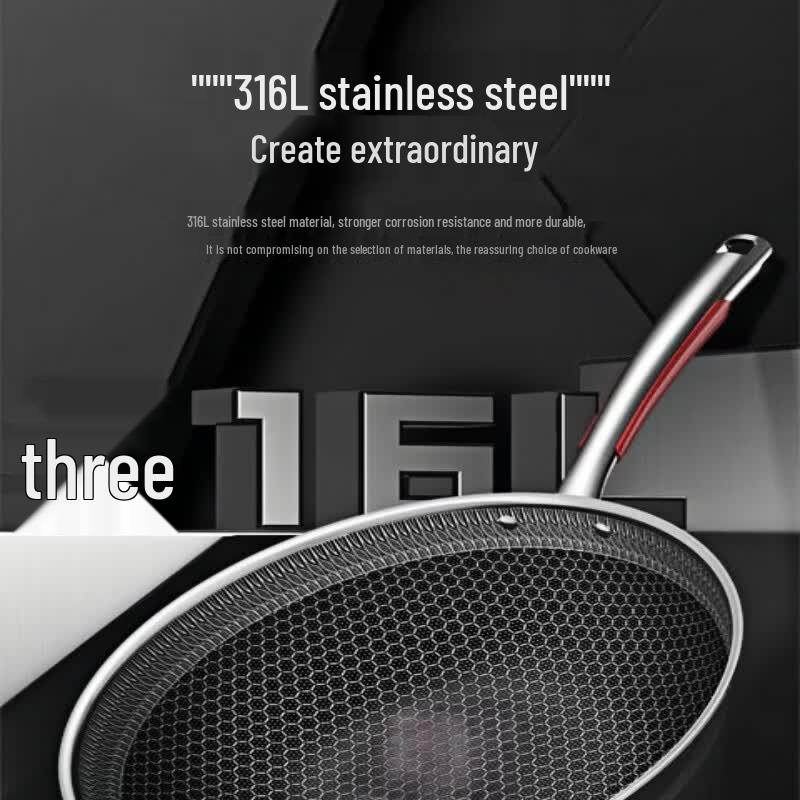 Kangbach Yuechu Honeycomb 316L Stainless Steel Non-Stick Wok
