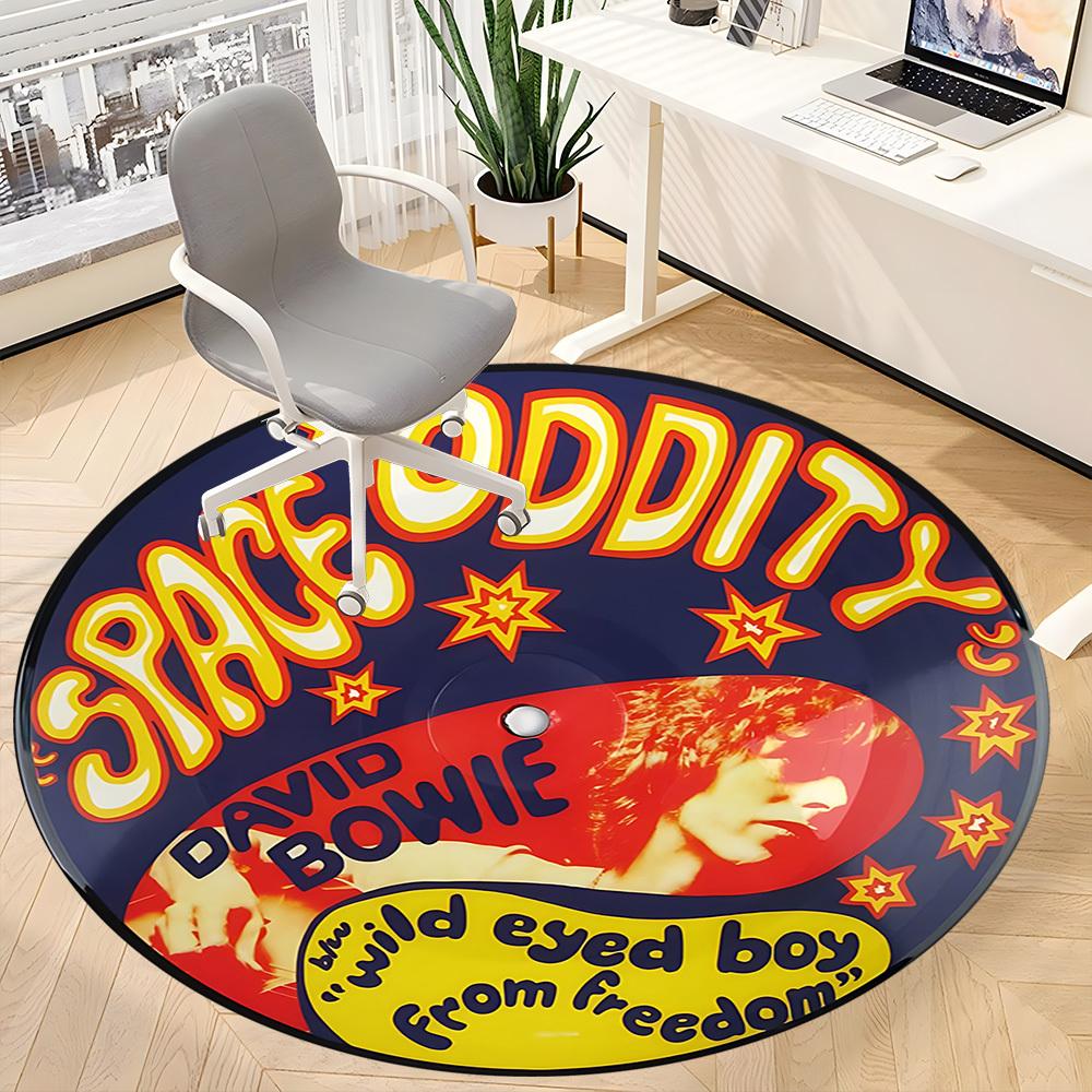1pc Space Oddity Chair Carpet for Office Non-Slip, Soft & Comfortable, Carpet for Office, Gaming, Lightweight Round Floor Mat