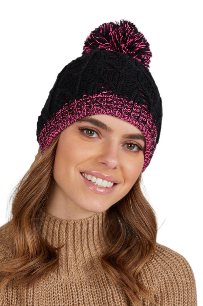 Catrina Women' Hat with Pompom Black and Pink