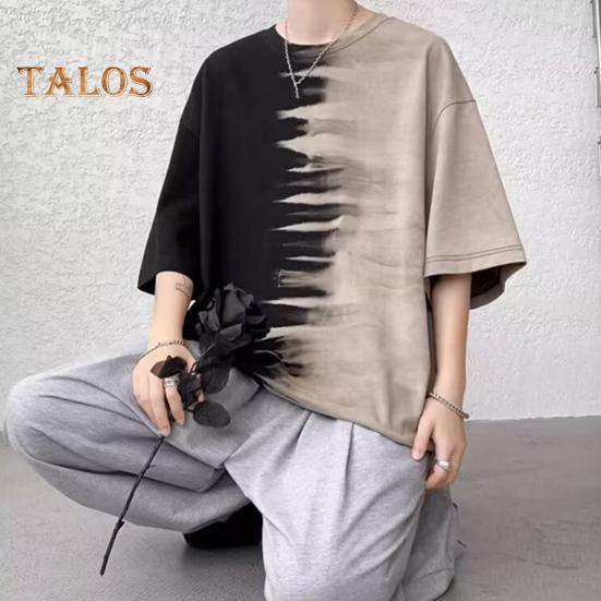 Men's Tie-Dye Tee Shirt Round Neck Casual T-Shirt Loose Fit Short-sleeve Summer Top for Everyday Outings Street