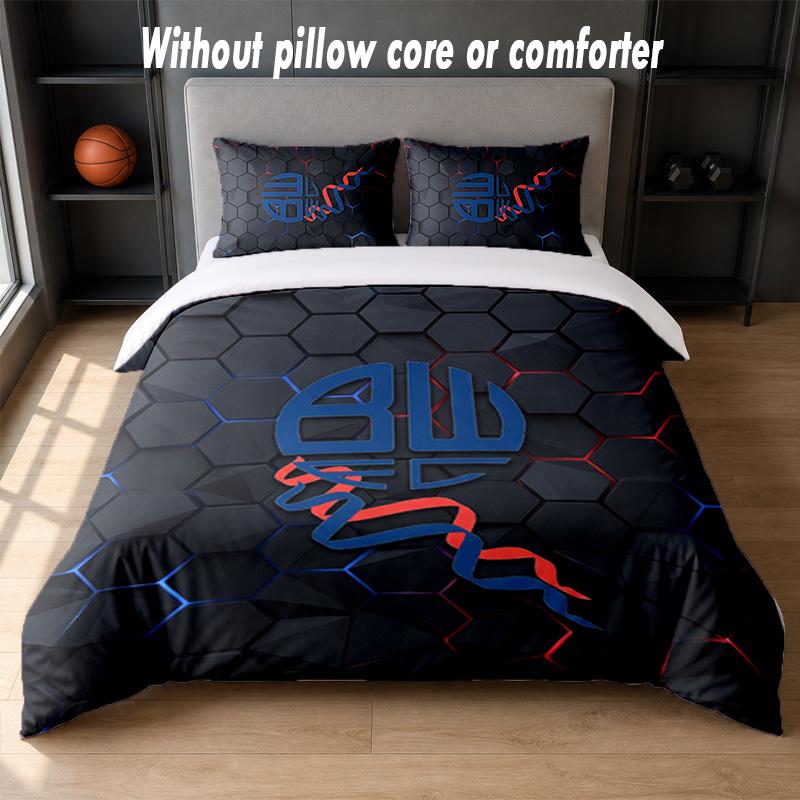 Set Biancheria da Letto Bolton Wanderers FC 1 Copripiumino + 2 Federe Morbido Traspirante Biancheria da Letto per la Casa