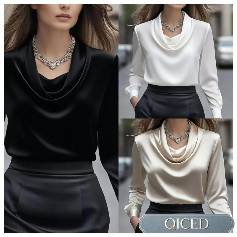 QICED Women's Fashion Autumn Winter Long Sleeve Casual Blouses & Shirts Casual Chic