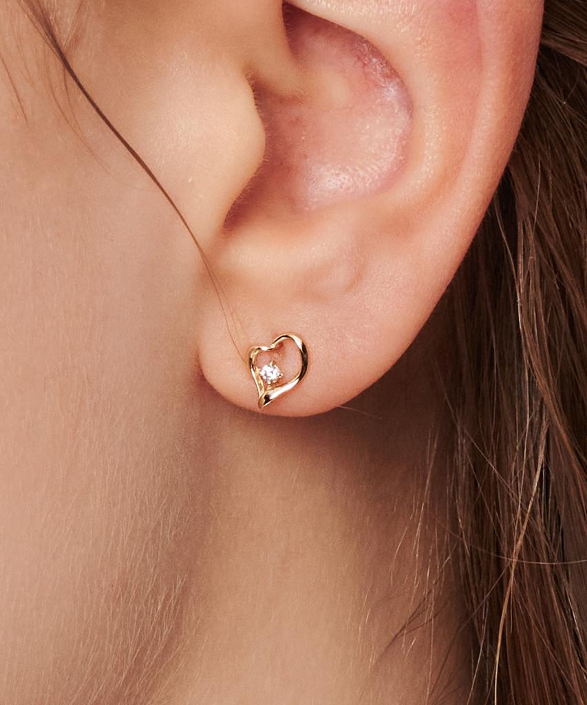 Loveenb [14K Gold] Melting Heart Earrings