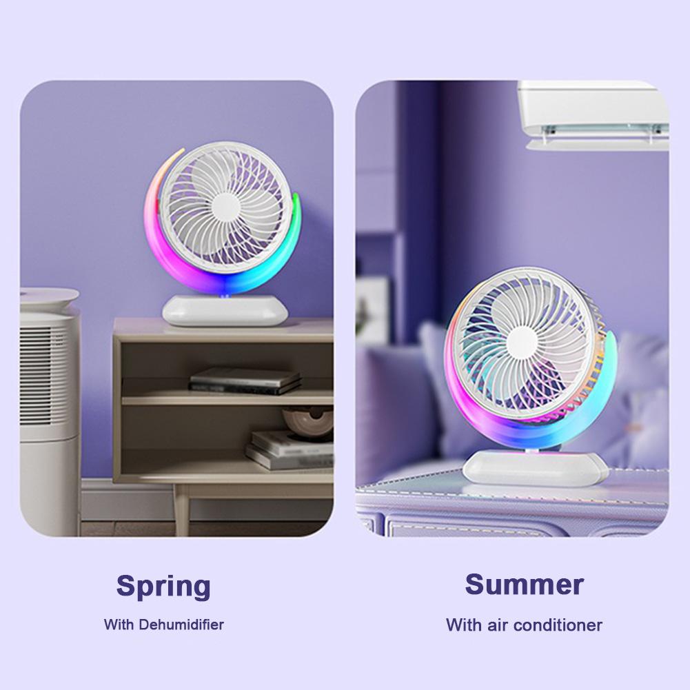 

Вентилятор с USB-подключением и зарядкой через USB, циркуляционный вентилятор, 1/3 скорости, настольный вентилятор, небольшой, с RGB/теплым светом, охлаждающий вентилятор для домашнего офиса