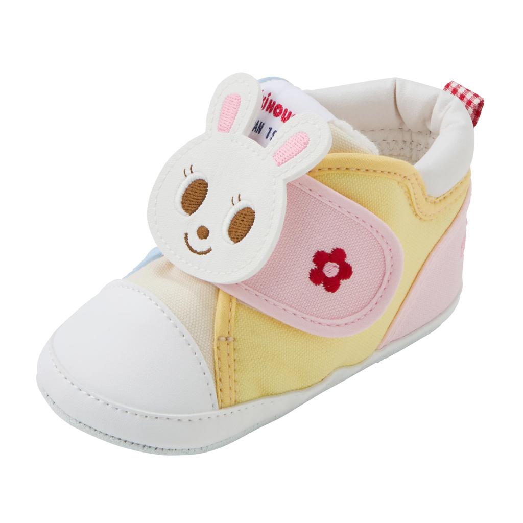 MIKI HOUSE Baby Pucchi Usako White x 2E Shoes, Pre-Shoes, Pink, 12.0 cm,